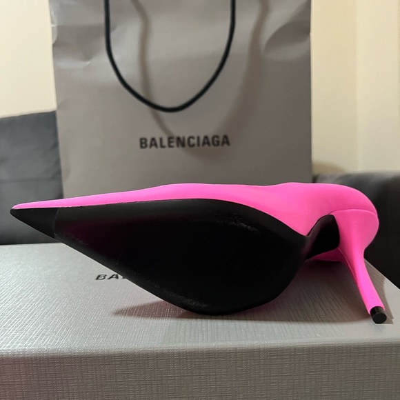 BALENCIAGA 110mm Knife Pointed Toe Jersey Pumps In Pink 36/6 BRAND NEW WITH BOX - Picture 7 of 9